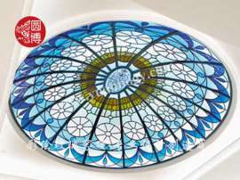 圆博工艺主营彩色穹顶玻璃彩绘穹顶玻璃各类玻璃工艺品